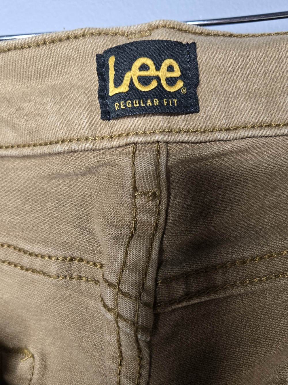 Lee Regular Fit Khaki Pants Mens 34x30 Tan Stretch Denim Casual Workwear - Picture 3 of 4